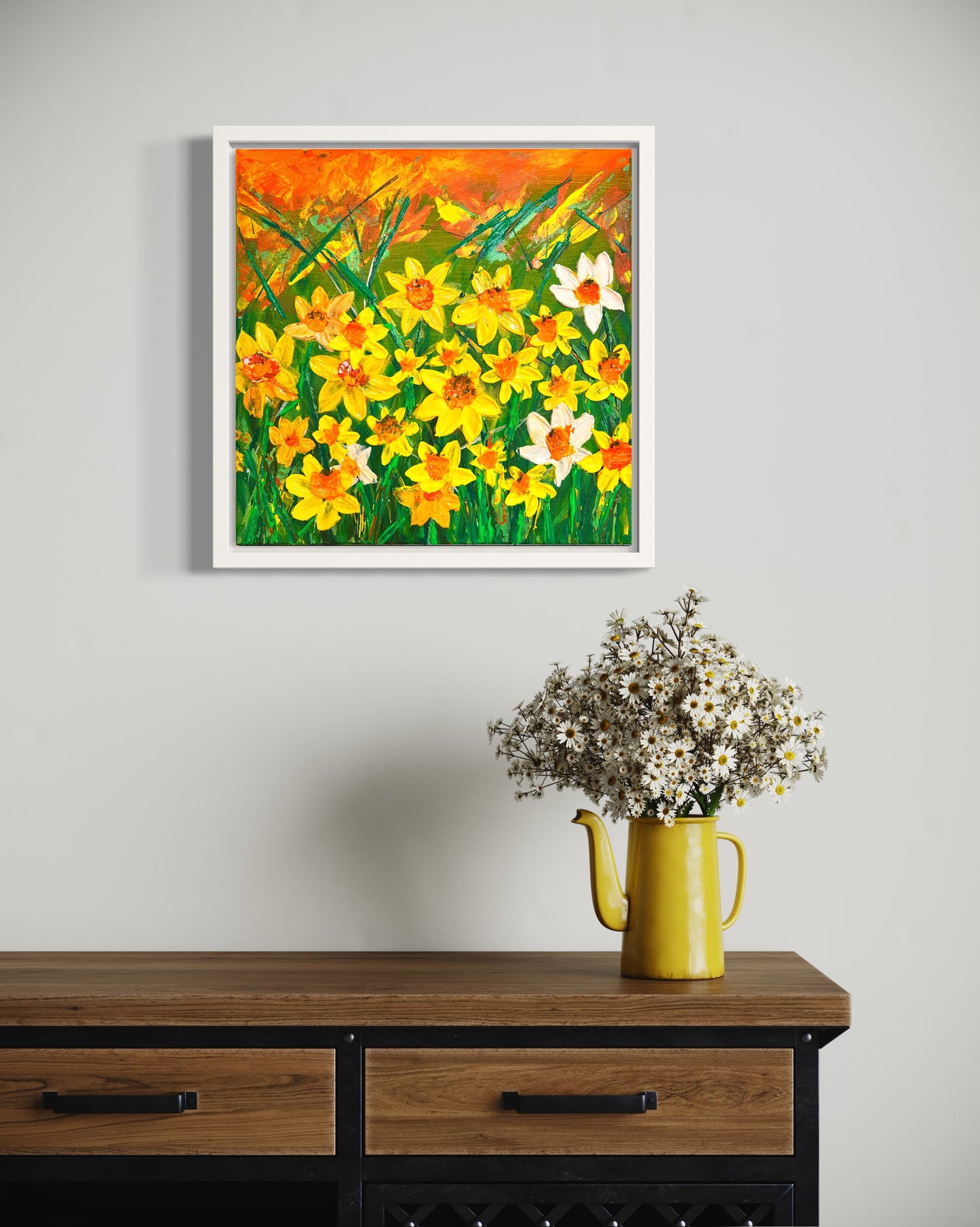 DAFFODILS 3D textured handmade Original Painting