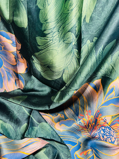 Large Shawl Art Design Limited Edition Flowers Lotus Abstract 90x180cm Light Weight Silk Feeling Elegant Scarf