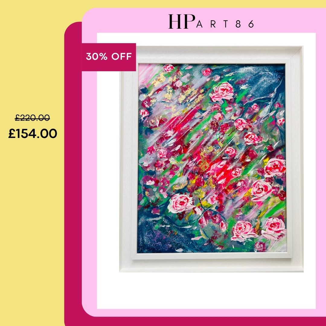 Elegant Zen Rose Impressionist Pink Roses Textured Floral Painting 3D ART