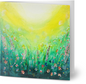 SQUARE 10x10cm GREETING CARD - BRIGHT COLOUR GREEN FLOWER FIELD