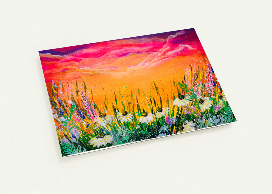 A6 GREETING CARD - BEACH FLOWERS MEADOW BRIGHT COLOURFUL