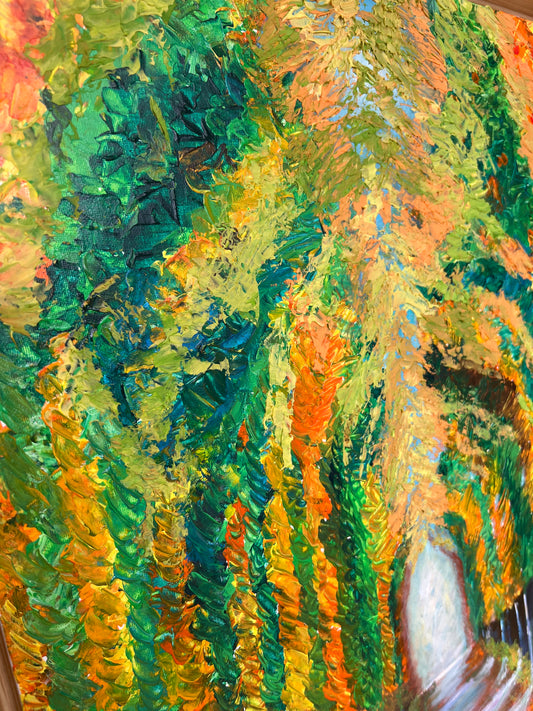 THE RAINBOW ROAD thick textured trees and colourful foliage in Autumn