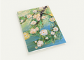 A6 greeting card with pastel rose bouquet and green-blue watercolor cover