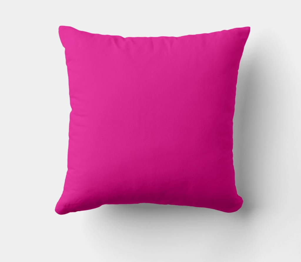 Solid magenta polyester cushion with smooth fabric cover