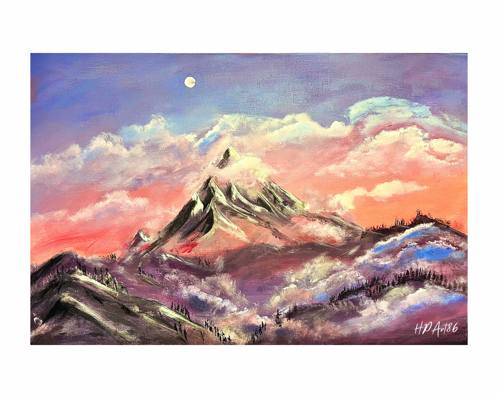 FRAMED ARTWORK SUNRISE ON THE PEAKS