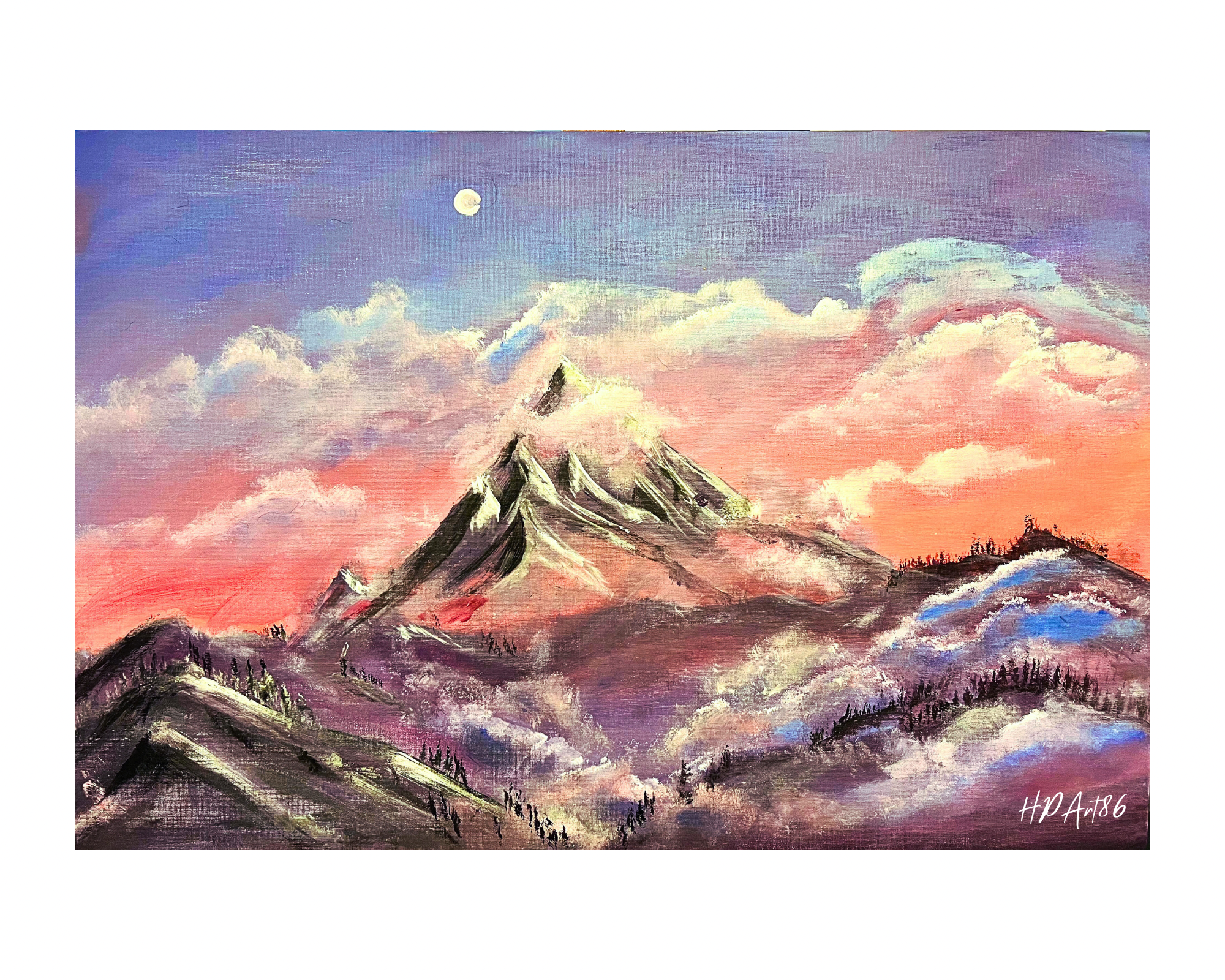 FRAMED ARTWORK SUNRISE ON THE PEAKS