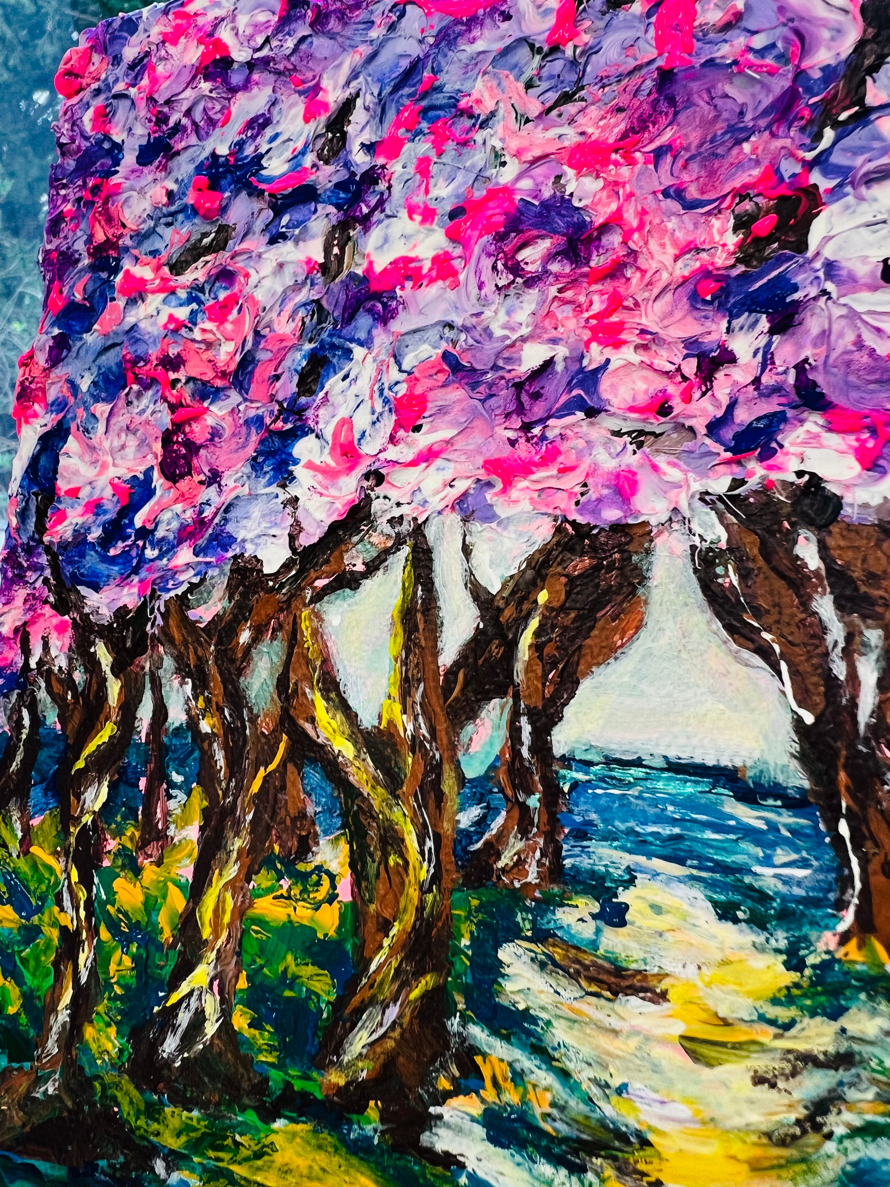 CHERRY ROAD - FRAMED ORIGINAL 3D TEXTURE ARTWORK