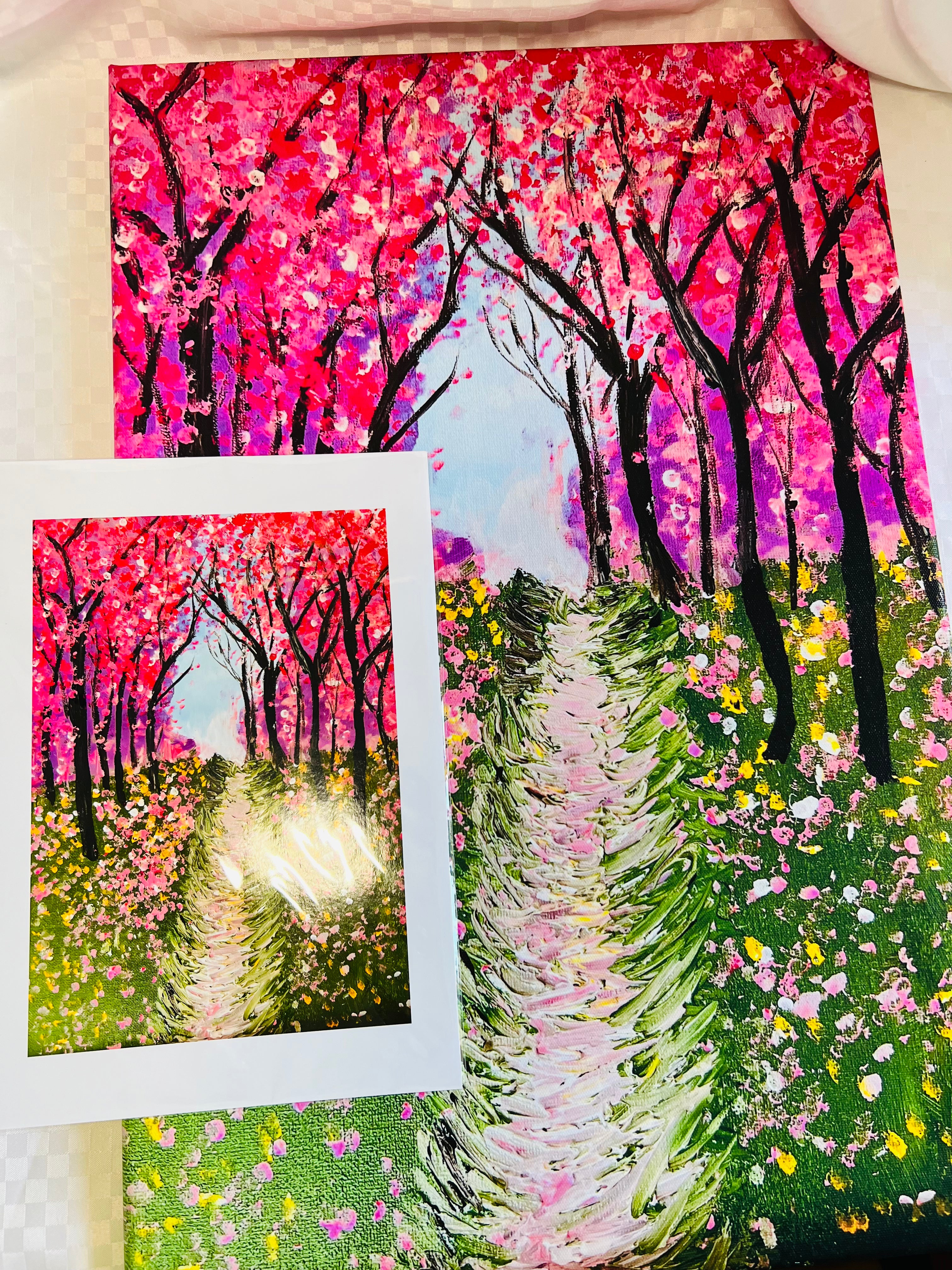 CHERRY BLOSSOM Textured painting