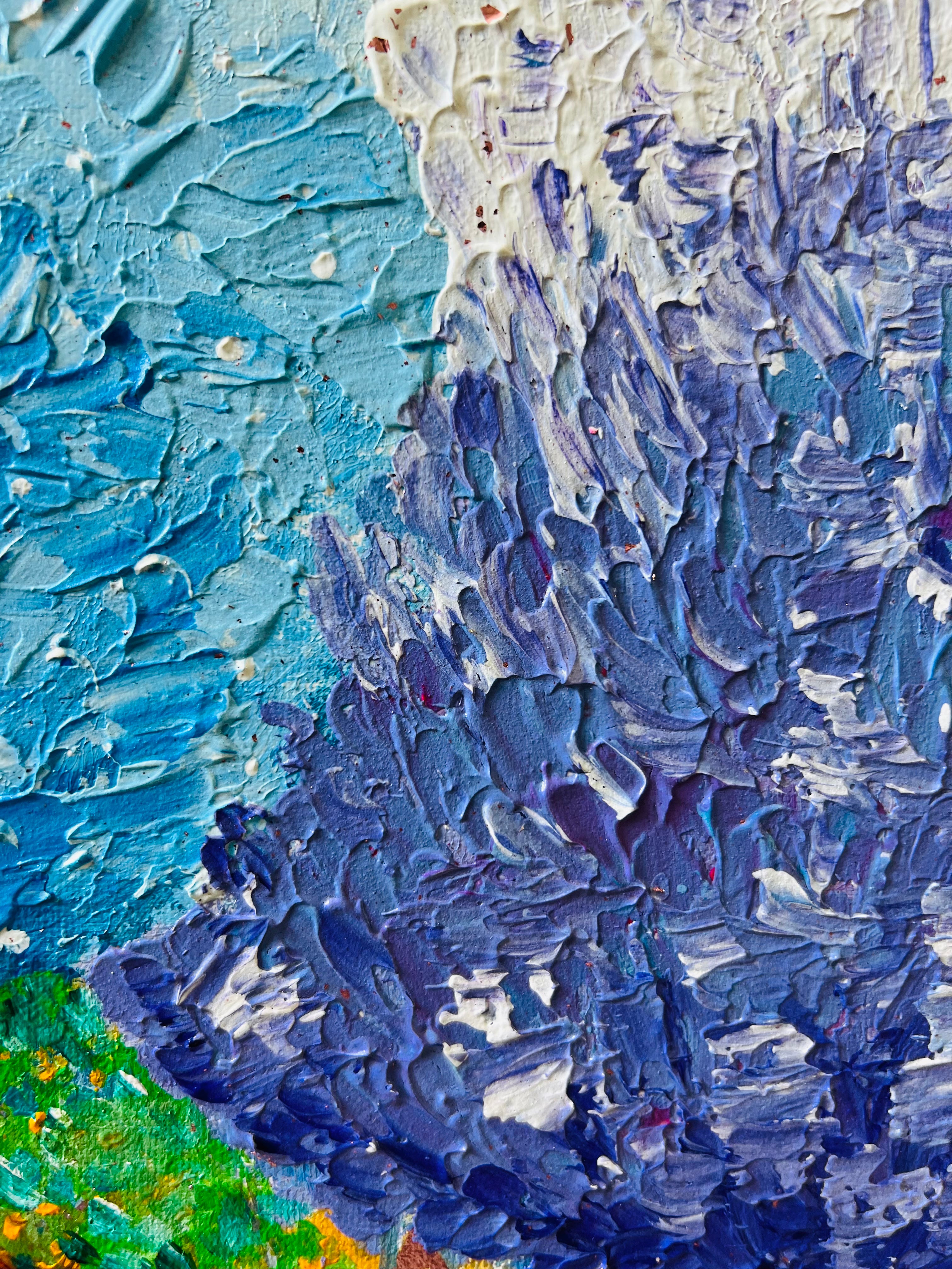 HANOI OLD TOWN Textured Landscape Painting 3D ART Rose Gold leaves Vietnam landscape