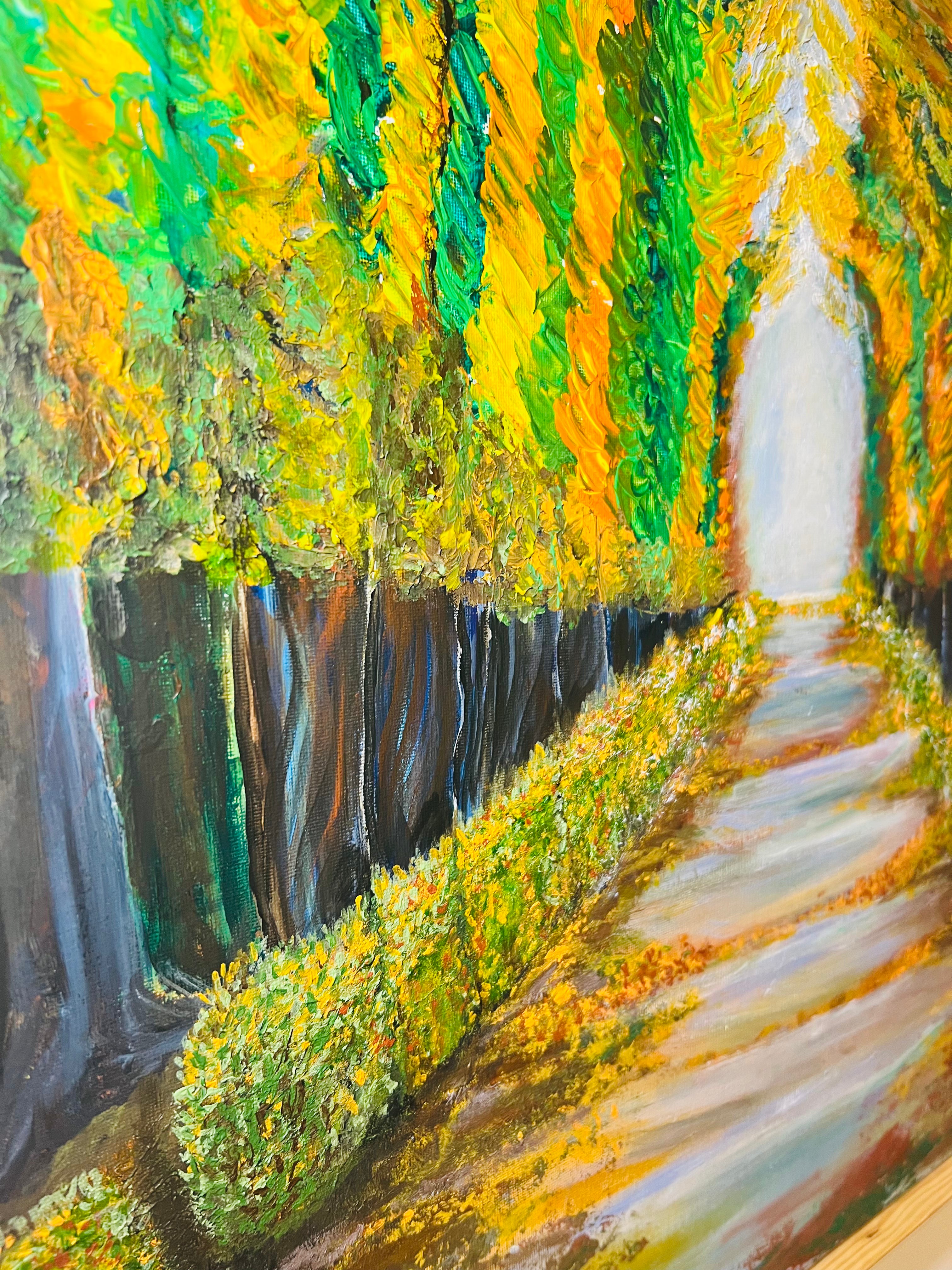 Schonbrunn Palace Gardens thick textured trees and colourful foliage in Autumn