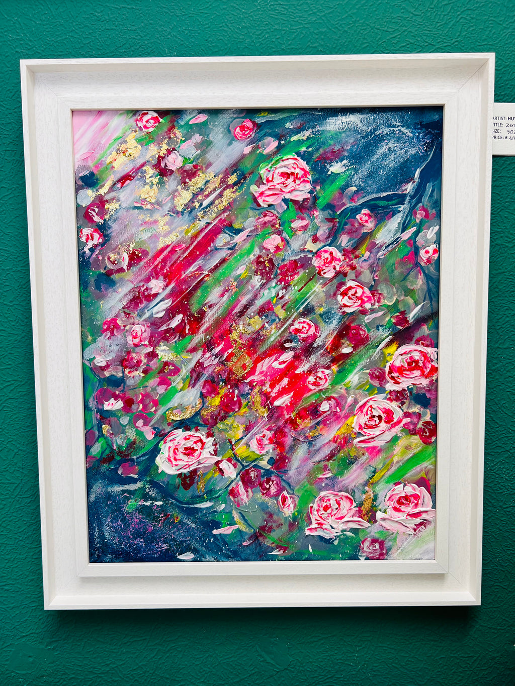 Elegant Zen Rose Impressionist Pink Roses Textured Floral Painting 3D ART