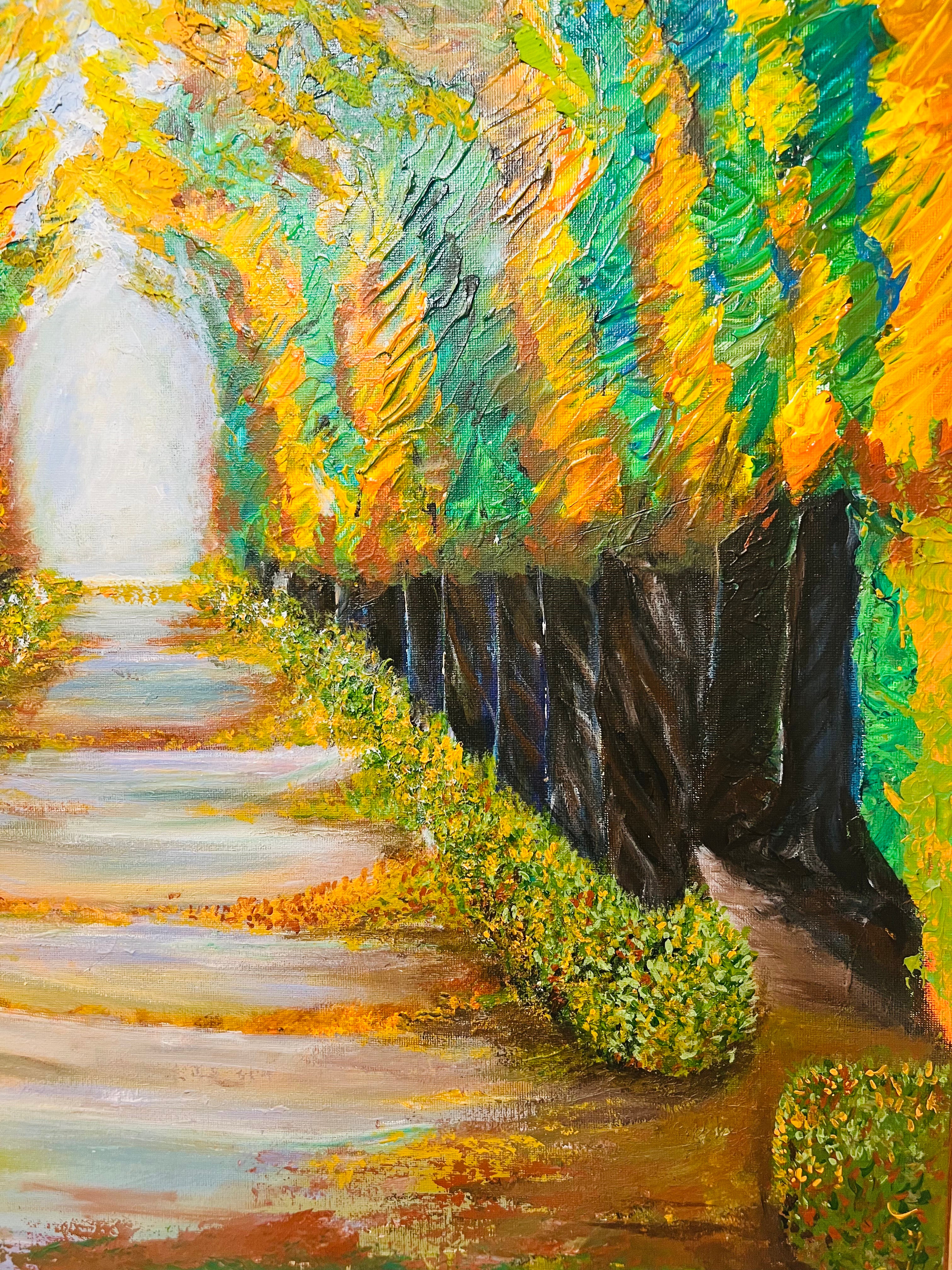 Schonbrunn Palace Gardens thick textured trees and colourful foliage in Autumn