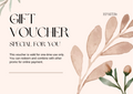 Gift voucher card showing GIFT VOUCHER, SPECIAL FOR YOU, and usage note