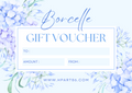 Gift voucher card with blank To, Amount, From fields and HPART86.com web address