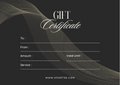 Gift certificate card with fields for To, From, Amount, Service, and Valid Until