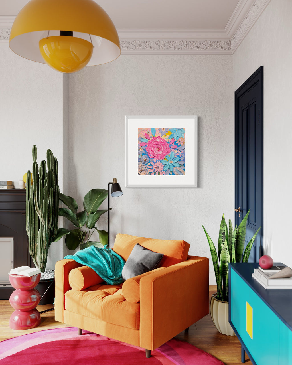 Thick texture flowers pink and purple MISSING YOU