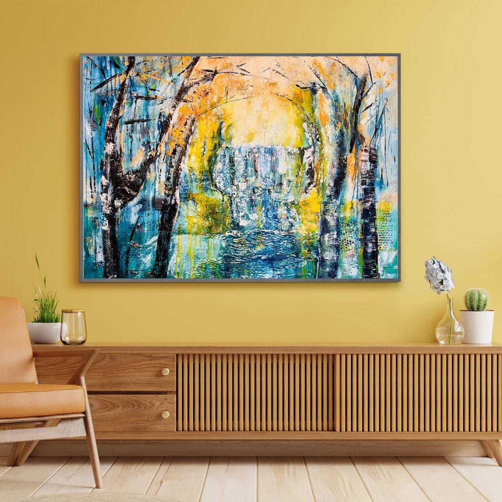 "Whispers of the Enchanted Falls" Large Textured Painting 150x100cm Natural Scenery