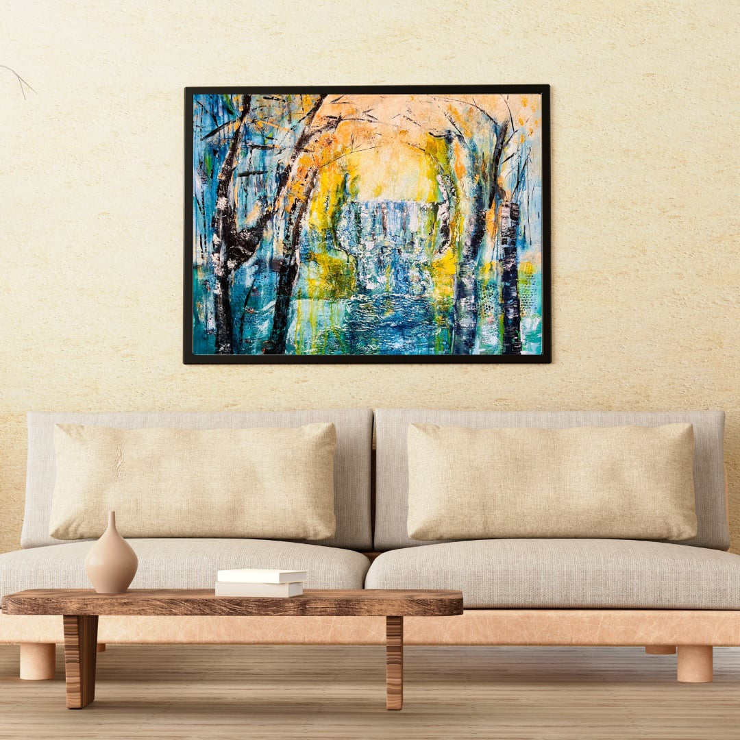 "Whispers of the Enchanted Falls" Large Textured Painting 150x100cm Natural Scenery