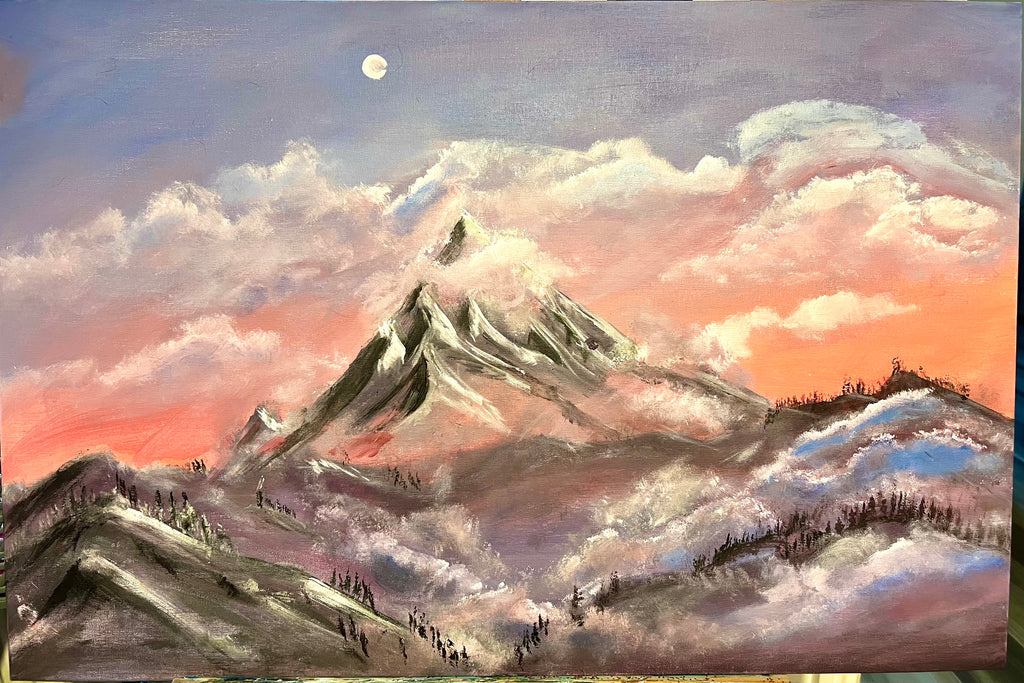 FRAMED ARTWORK SUNRISE ON THE PEAKS