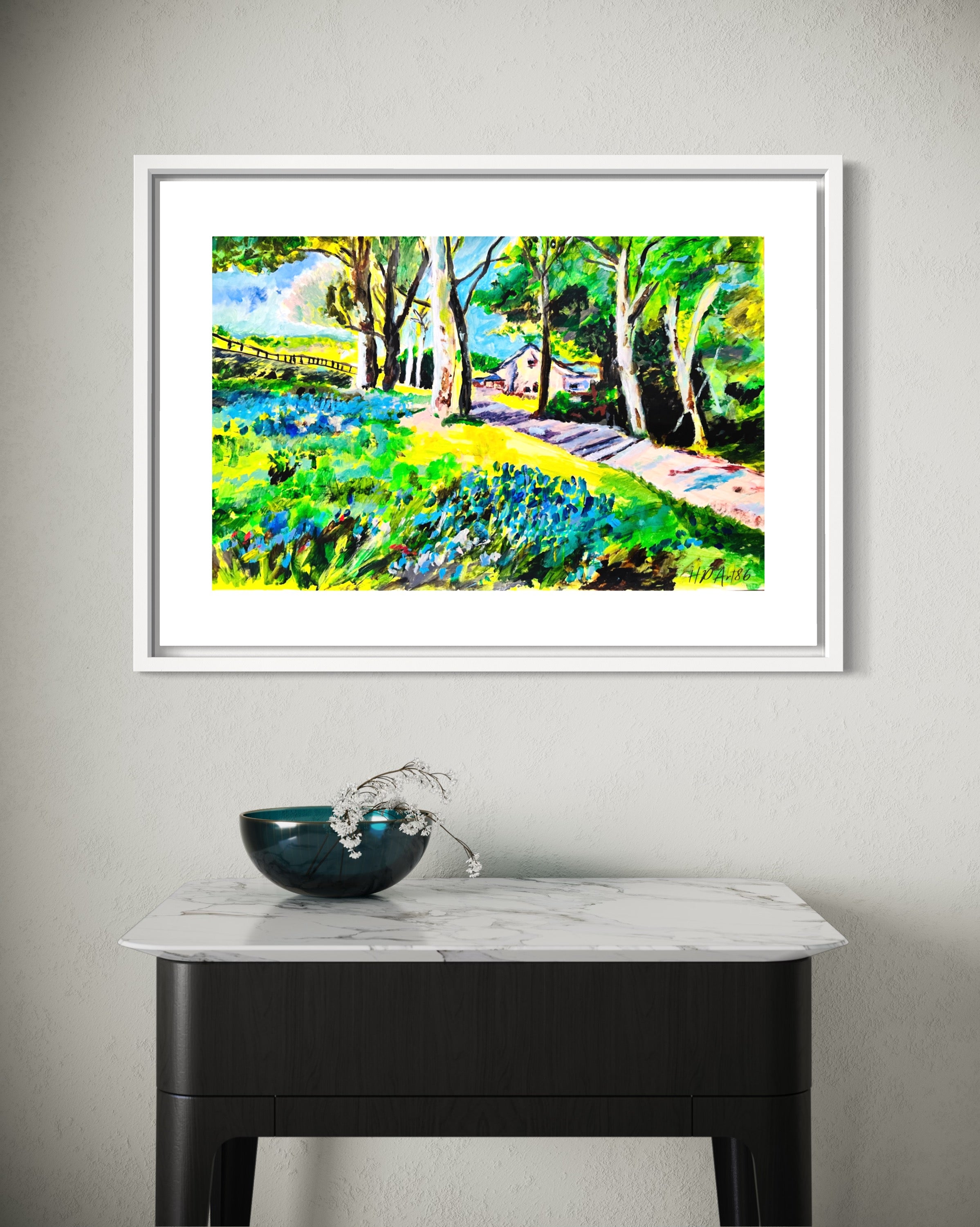 FRAMED BLUEBELLS WATERCOLOUR PAINTING