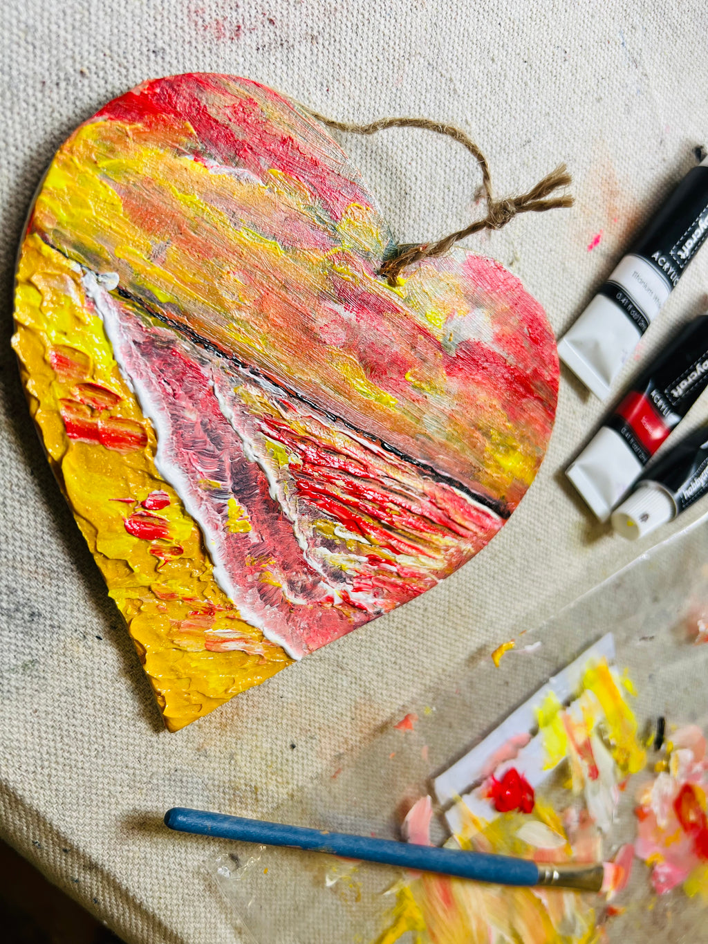 Hanging Heart ORIGINAL ART Decoration 15 cm