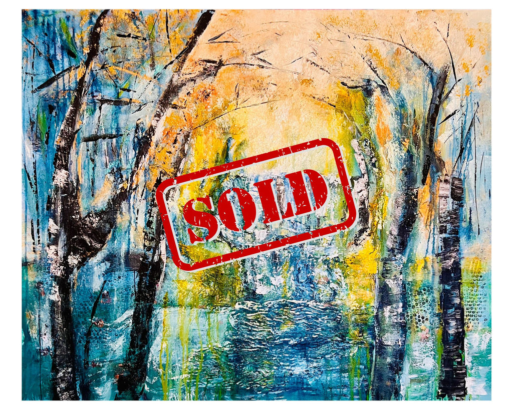 "Whispers of the Enchanted Falls" Large Textured Painting 150x100cm Natural Scenery