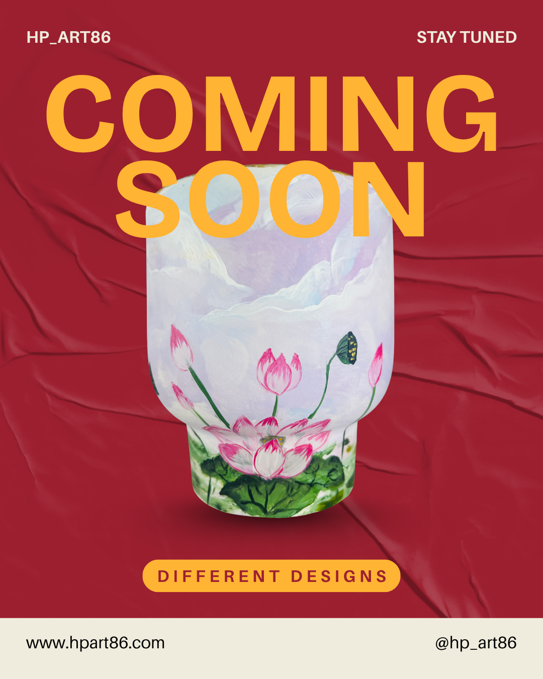 Lotus Flower Hand-painted ceramic white vase H17cm