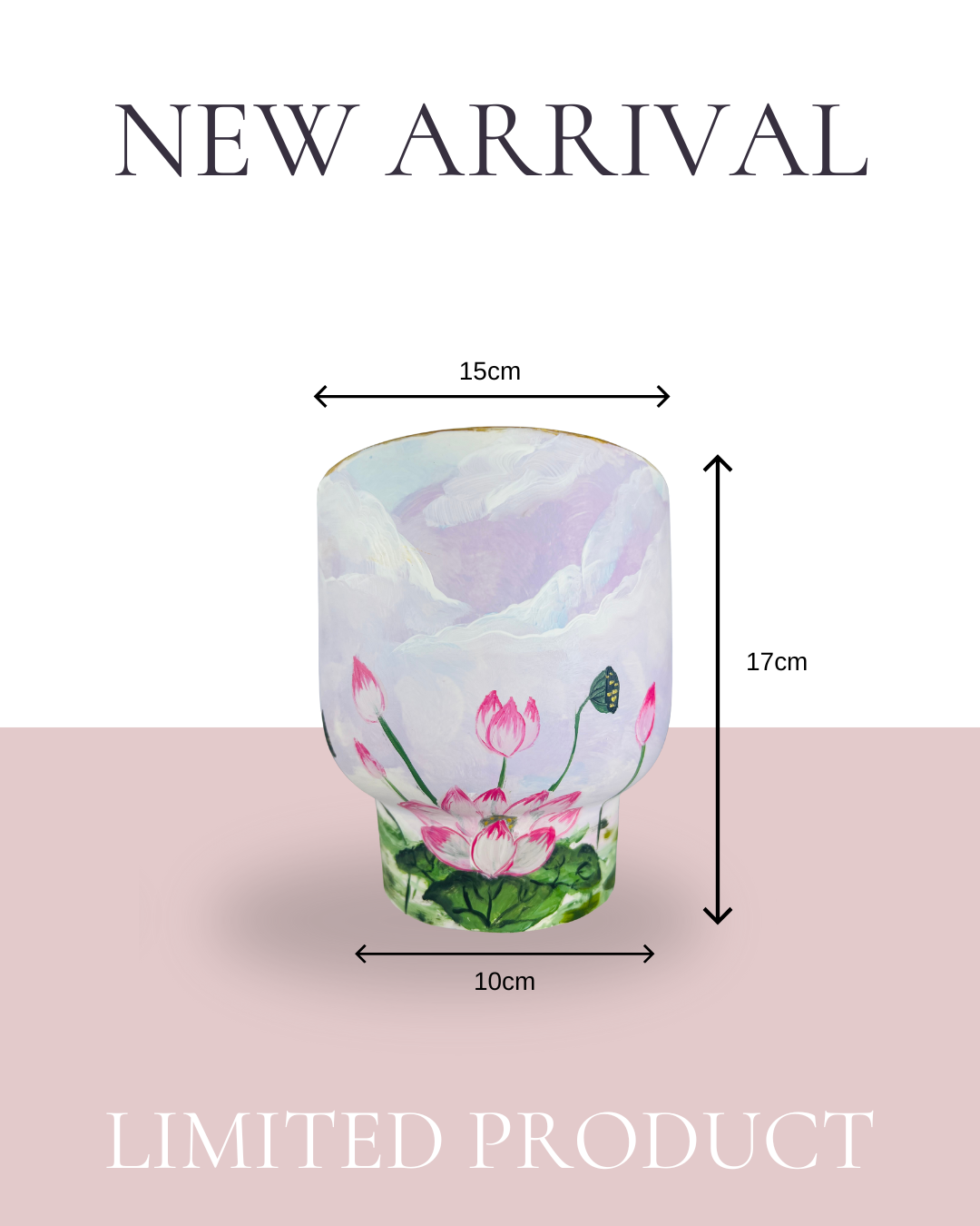 Lotus Flower Hand-painted ceramic white vase H17cm