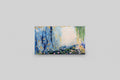 Original hand-painted lily pond canvas with gold leaf detail and pink water lilies