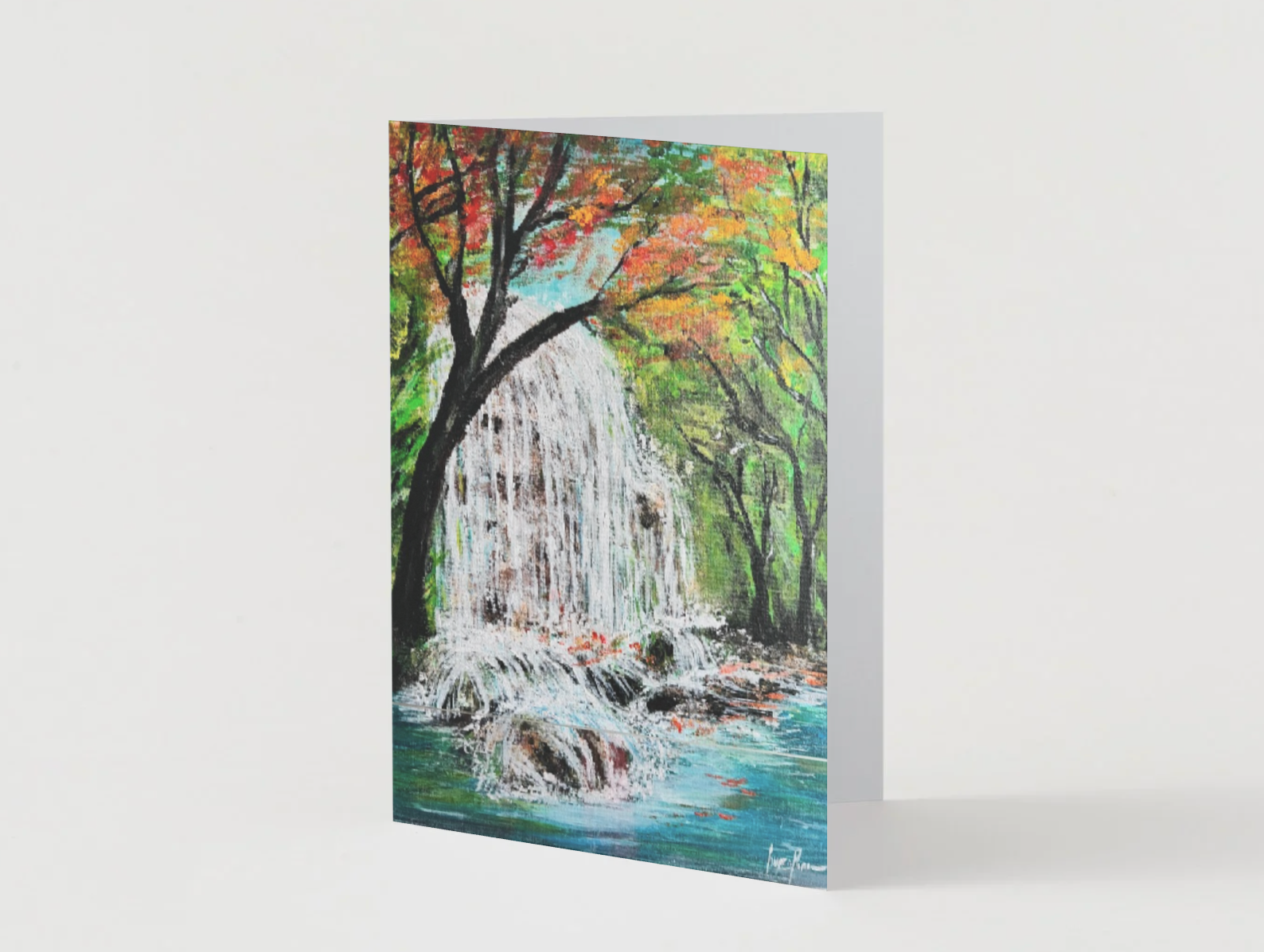 A6 GREETING CARD - WATERFALL IN THE WOOD