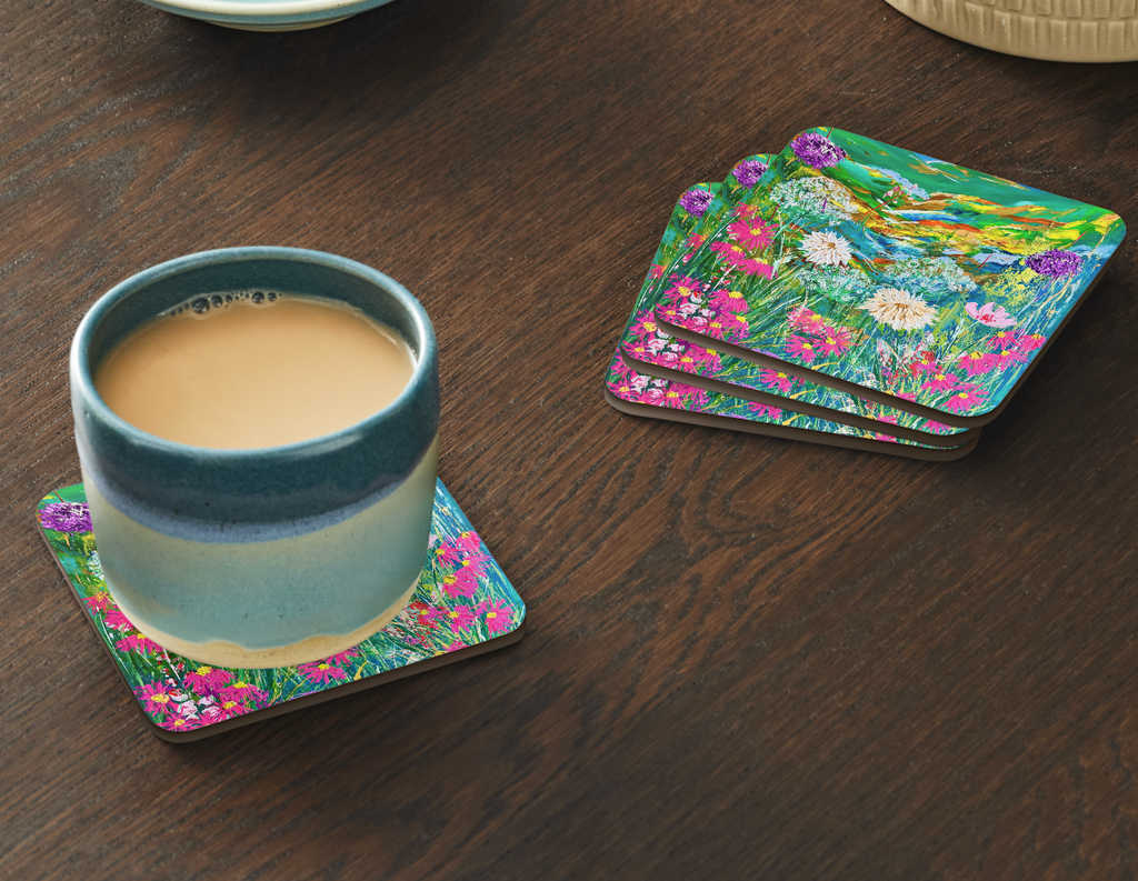 Flowers Meadow Art Coaster | Botanical Landscape Gift