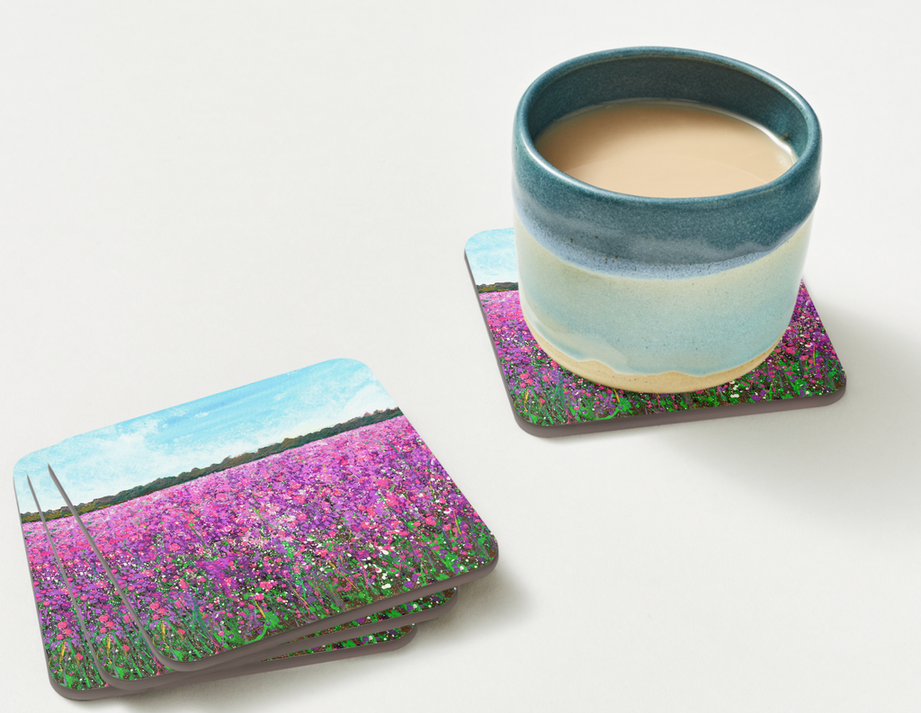Wildflower Field Art Coaster | Floral Landscape Gift