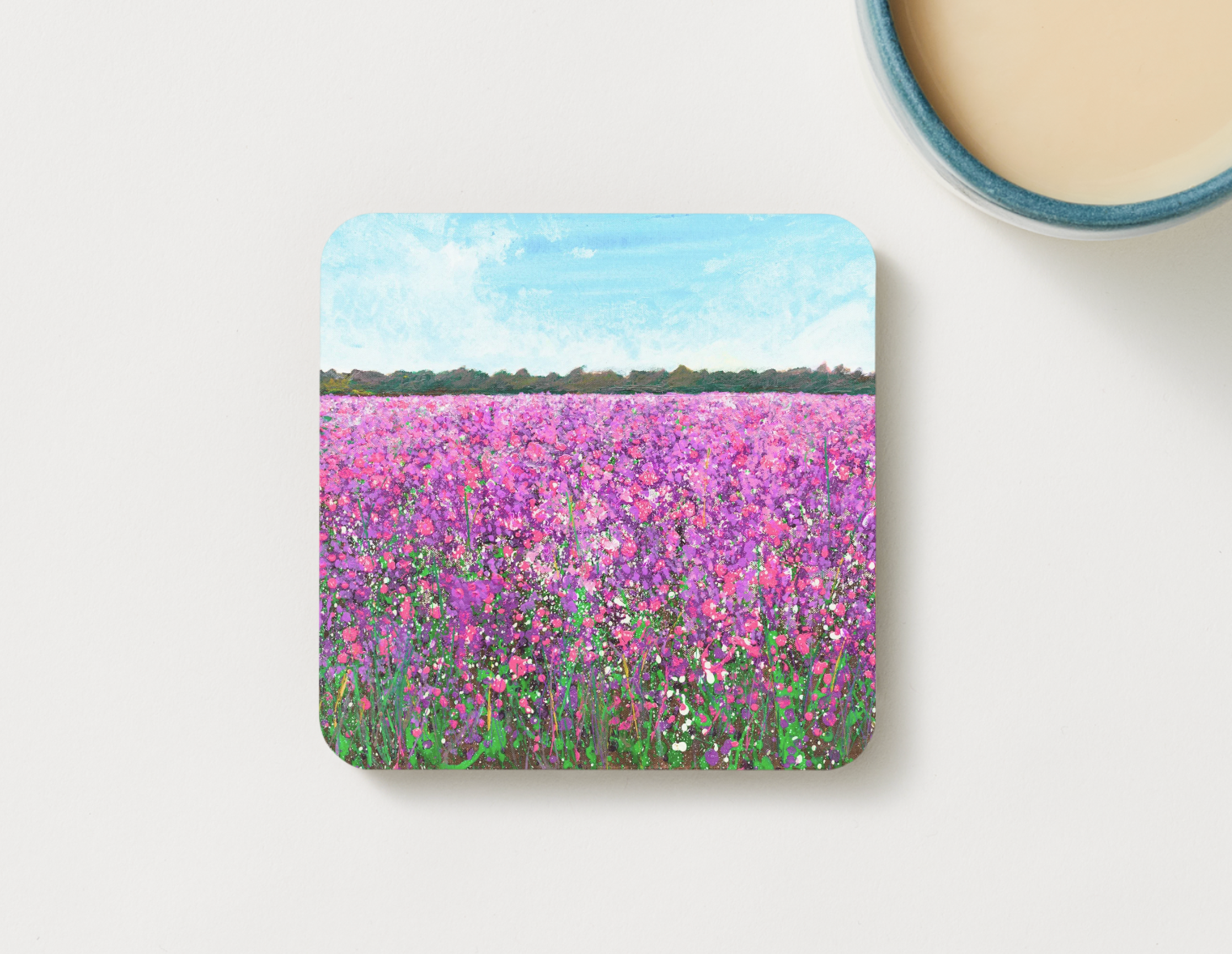Wildflower Field Art Coaster | Floral Landscape Gift