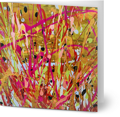 SQUARE 14x14cm GREETING CARD - PINK ABSTRACT