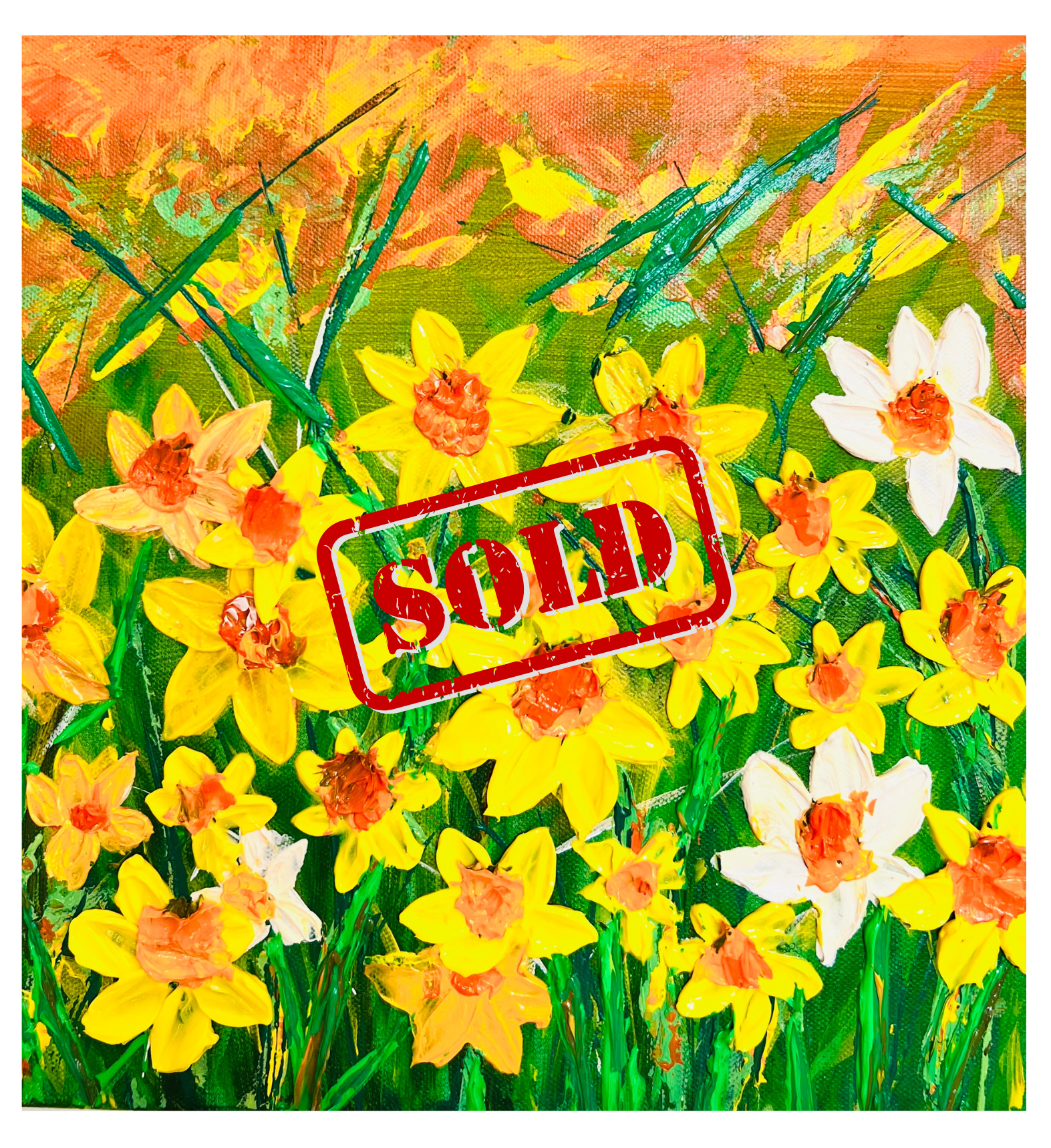 DAFFODILS 3D textured handmade Original Painting