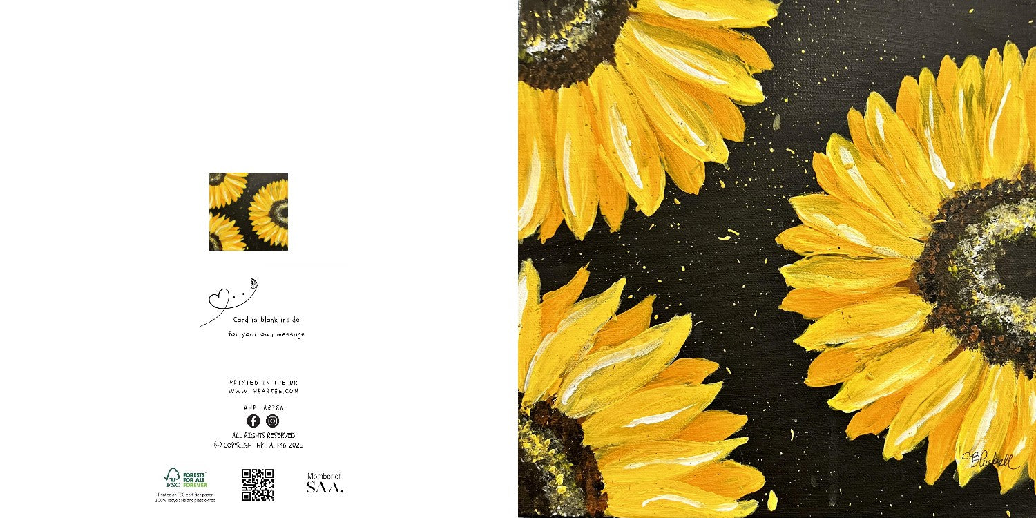 SQUARE 14x14cm GREETING CARD - SUNFLOWERS