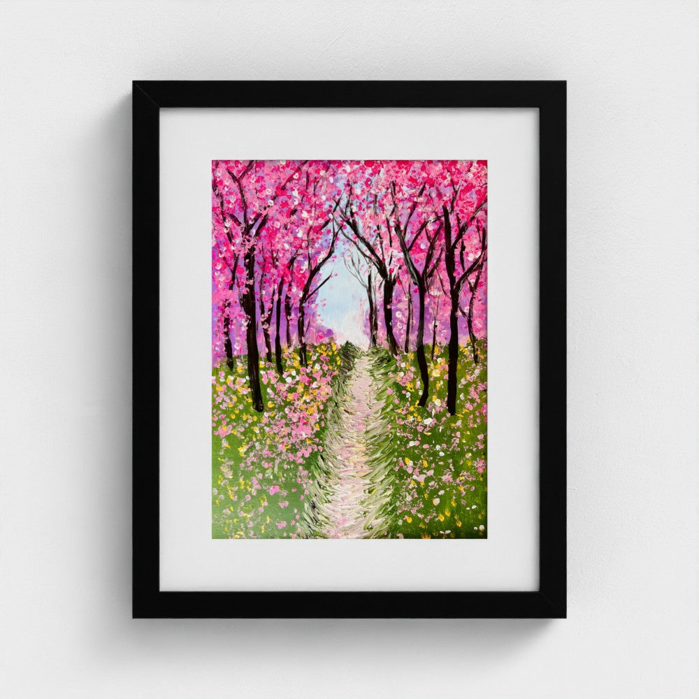 CHERRY ROAD | Mounted Print | Framed