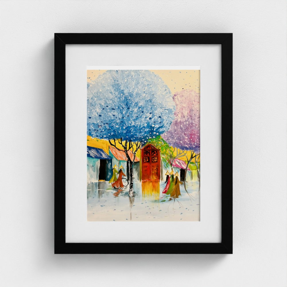 HANOI GIRLS | Mounted Enhanced Matte Art Paper 200gsm Print | Framed