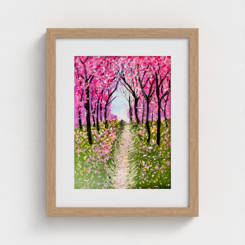 CHERRY ROAD | Mounted Print | Framed