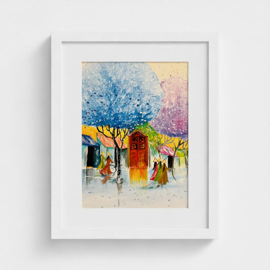 HANOI GIRLS | Mounted Enhanced Matte Art Paper 200gsm Print | Framed