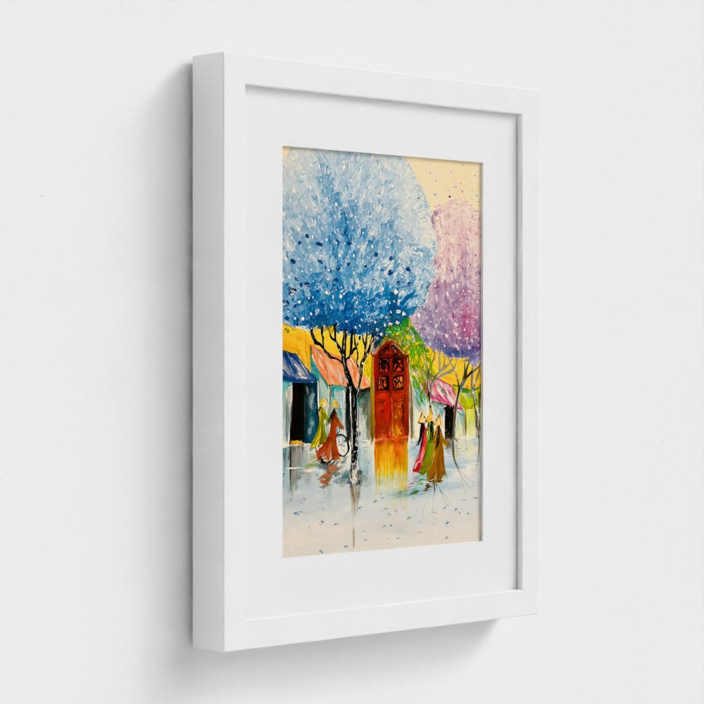 HANOI GIRLS | Mounted Enhanced Matte Art Paper 200gsm Print | Framed