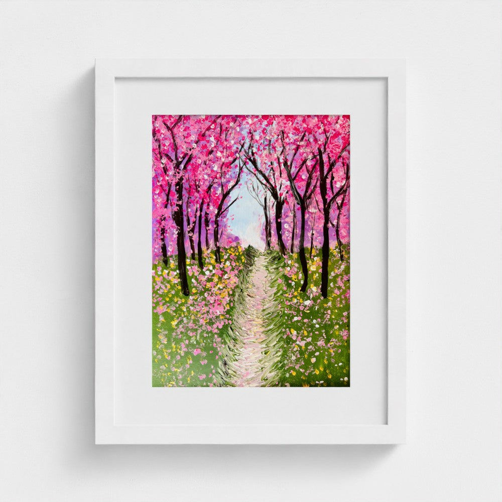 CHERRY ROAD | Mounted Print | Framed