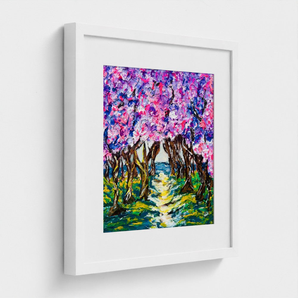 CHERRY ROAD| Mounted EMA 200gsm Fine Art Print | Framed