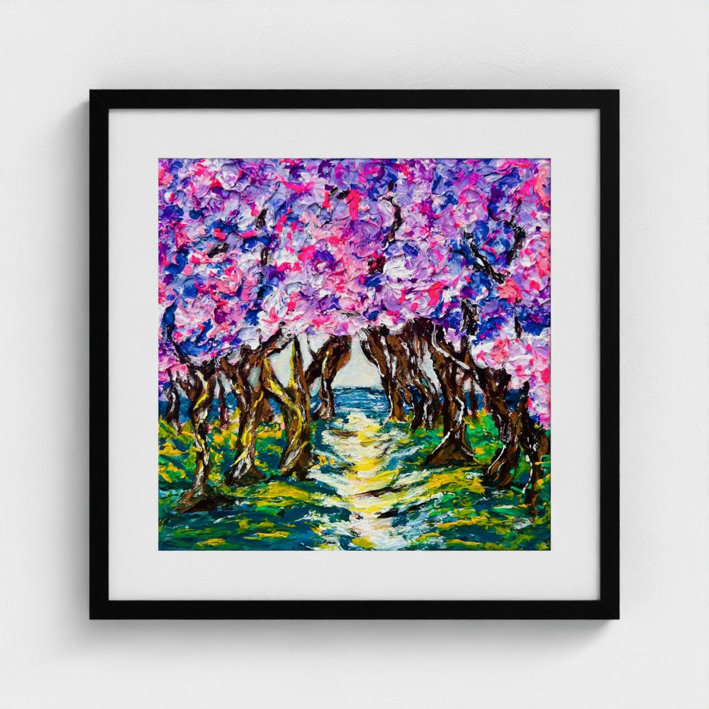 CHERRY ROAD| Mounted EMA 200gsm Fine Art Print | Framed